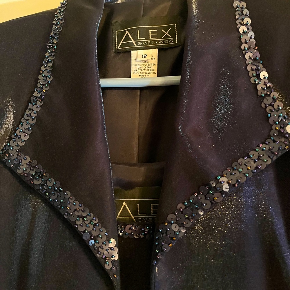 Long evening dress dark blue/black satin typ fabric